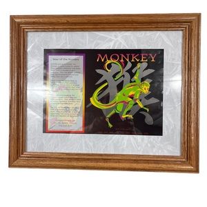 Goldenwave Creations Chinese Year of the Monkey Framed Image 16.37" X 13.5"